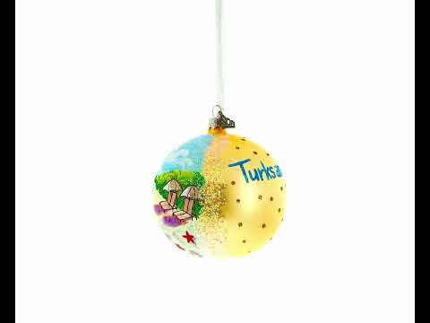 Turks and Caicos Glass Ball Christmas Ornament 4 Inches