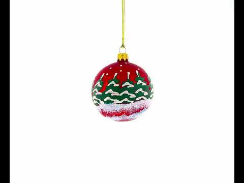 Cat Stuck in Chimney Glass Ball Christmas Ornament 3.25 Inches