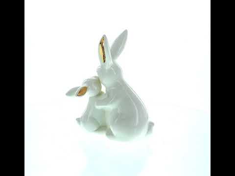 Ceramic Easter Figurine of Mother Bunny with Her Little One