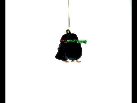 Romantic Penguin Couple in Love - Handcrafted Blown Glass Christmas Ornament