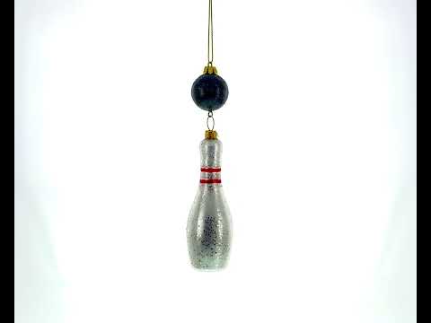 Striking Bowling Ball Blown Glass Christmas Ornament