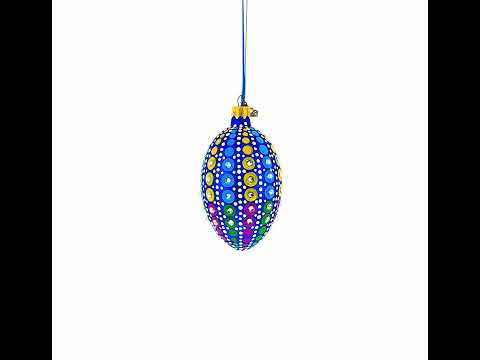 Vibrant Polka Dot Jewel-Toned Glass Egg Ornament  4 Inches