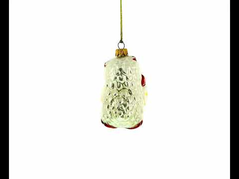 Owl Playing Cello Mini Glass Christmas Ornament