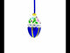 Flowers on Beige and Blue Glass Egg Christmas Ornament 4 Inches