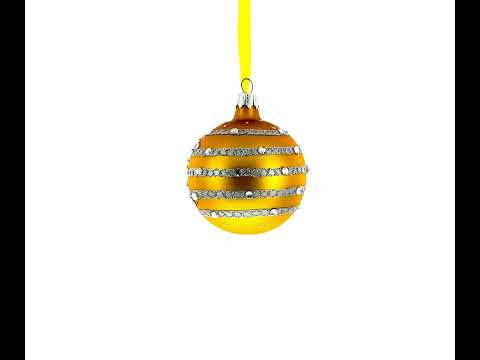 Italian Couturier Stars and Moons Design Glass Ball Christmas Ornament 3.25 Inches