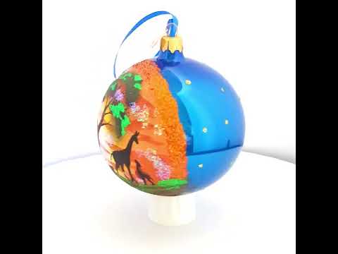 African Safari Glass Ball Christmas Ornament 4 Inches