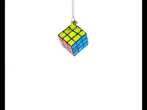 Enigmatic Magic Cube Blown Glass Christmas Ornament