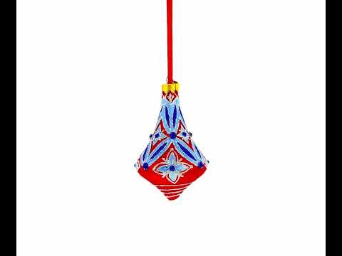 Blue Geometrical Glass Bell Finial Christmas Ornament