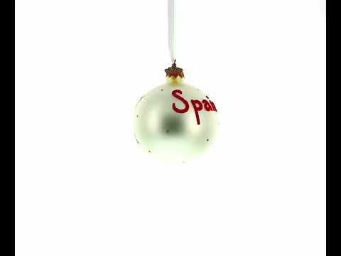 Flag of Spain Blown Glass Ball Christmas Ornament 3.25 Inches