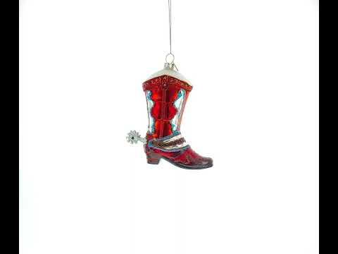 Western Cowboy Boot - Blown Glass Christmas Ornament