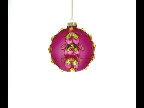 Enchanting Jeweled Pink - Blown Glass Ball Christmas Ornament