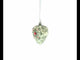 Silver Color Heart with Pink Rose Glass Heart Christmas Ornament