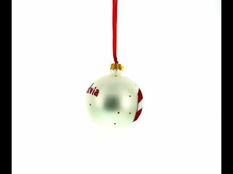 Flag of Latvia Glass Ball Christmas Ornament 3.25 Inches