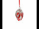 Silver Ropes on Red Glass Egg Christmas Ornament 4 Inches