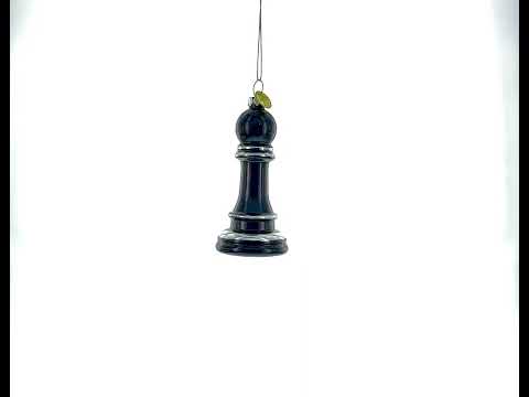 Striking Chess Black Pawn Blown Glass Christmas Ornament