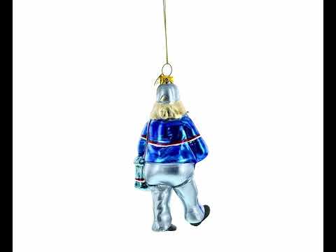 Mailman Delivering Priority Mail Glass Christmas Ornament