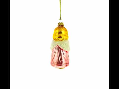 Angel in Pink Dress Mini Glass Christmas Ornament