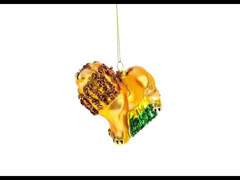 Lion on the Grass Blown Glass Christmas Ornament