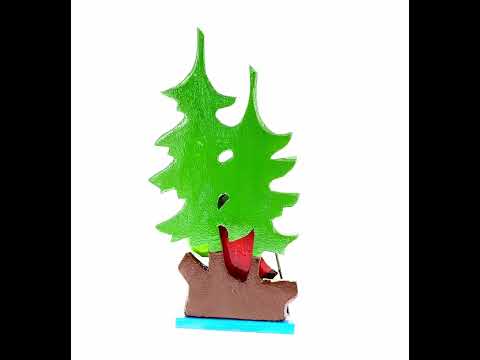 Did Moroz (Santa) y árbol de Navidad tallado a mano figura de madera ucraniana 12.25 pulgadas