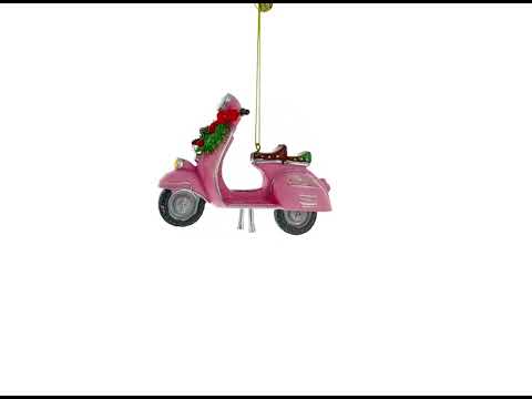 Retro Scooter with Festive Wreath - Christmas Ornament
