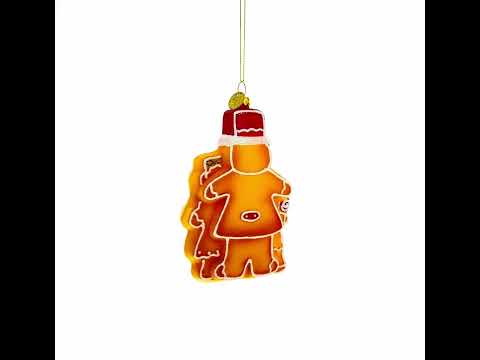 Charming Gingerbread Family Blown Glass Christmas Ornament