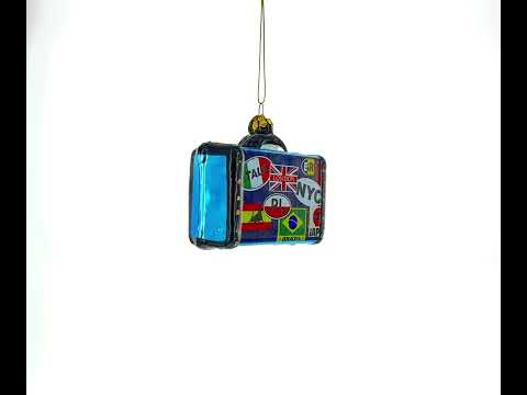 Retro Wanderlust Travel Suitcase - Blown Glass Christmas Ornament