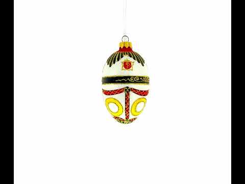 Coat of Arms Royal Egg Glass Christmas Ornament 4 Inches