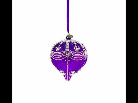 Sparkly Diamonds on Purple Glass Onion Finial Christmas Ornament