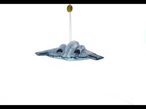 Sleek Stealth Bomber B-2 Blown Glass Christmas Ornament