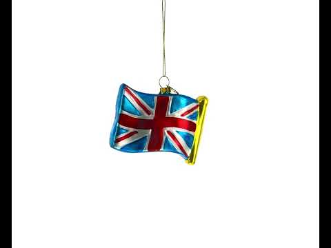 Union Jack Elegance: Bandera del Reino Unido - Adorno navideño de vidrio soplado