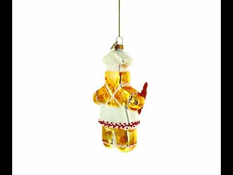 Baking Gingerbread Man Blown Glass Christmas Ornament