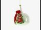 Santa by Tree with Red Bow - Festive Blown Glass Ball Christmas Ornament