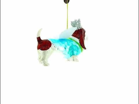 Regal Hound Dog in Crown and Costume Blown Glass Christmas Ornament