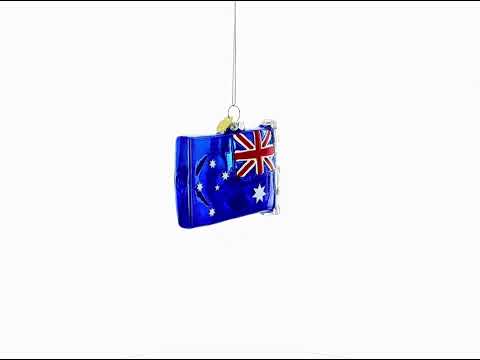 Waving Flag of Australia Blown Glass Christmas Ornament