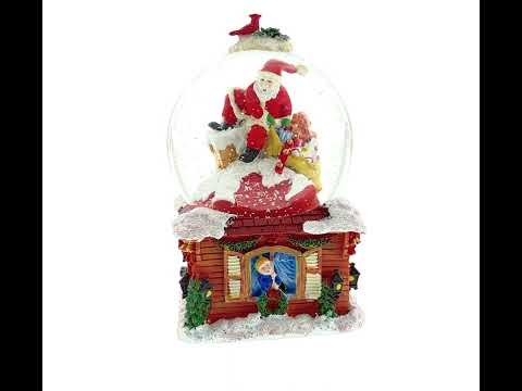 Santa with Christmas Gifts Chimney Journey Musical Water Snow Globe