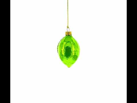 Lime with Shiny Leaf Mini Glass Christmas Ornament