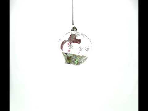 Clear Polar Bear Blown Glass Christmas Ornament