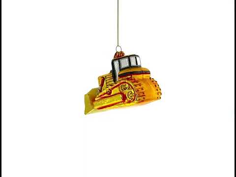 Rugged Bulldozer Blown Glass Christmas Ornament