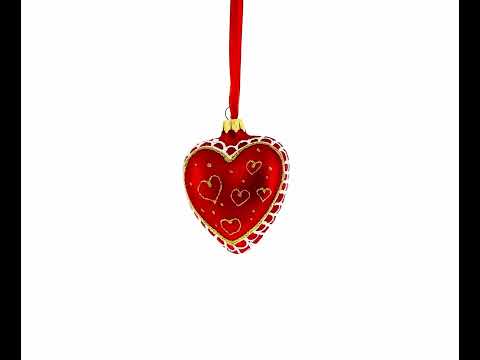 To My Sweetheart Glass Heart Christmas Ornament