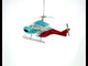 Helicóptero azul y rojo - Adorno navideño de vidrio soplado