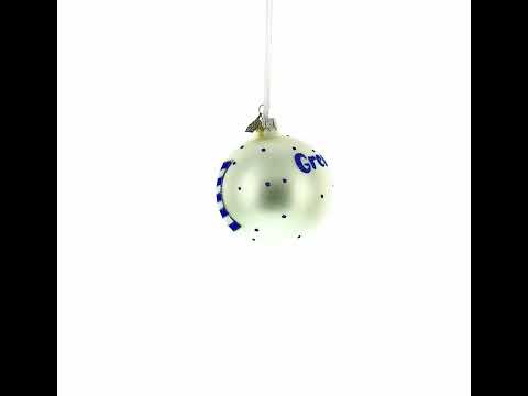 Flag of Greece Blown Glass Ball Christmas Ornament 3.25 Inches