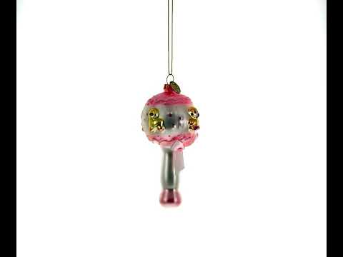 Delightful Baby Pink Rattle - Blown Glass Christmas Ornament