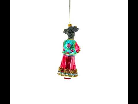 Elegant Woman in Traditional Clothing Blown Glass Christmas Ornament