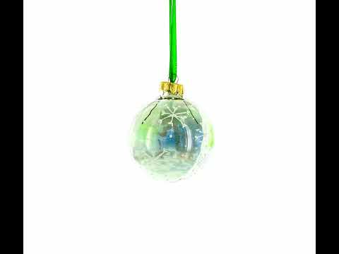 Girl with Candy Cane Blown Glass Ball Christmas Ornament  3.25 Inches