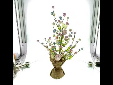 Twinkling Easter Elegance: LED Illuminated Tree Adorned with Decorative Eggs