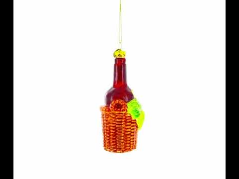 Red Wine Bottle Blown Glass Christmas Ornament