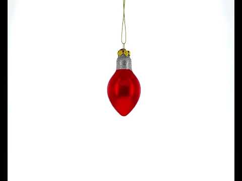 Red Festive Light Bulb Blown Glass Christmas Ornament