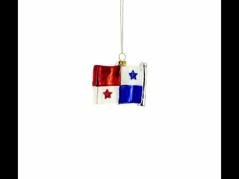 Waving Flag of Panama Blown Glass Christmas Ornament