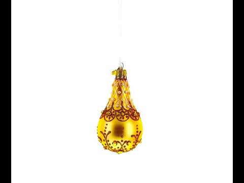 Pearls on Champagne Glass Pear Shape Ornament