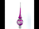 Dimensional White Roses on Purple Artisan Hand Crafted Mouth Blown Glass Christmas Tree Topper 11 Inches